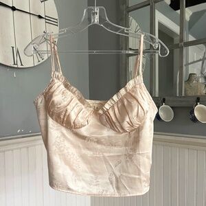 LA Hearts Nude/Baby Pink Satin Crop Top Size Women's M